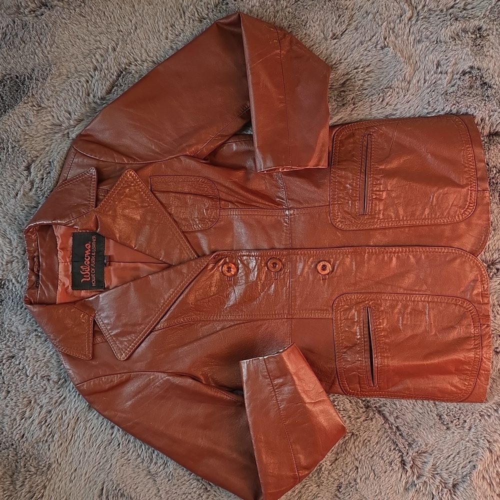 Vintage Wilsons House of Suede & Leather reddish brown 3 Button Size 8